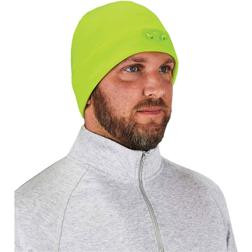 N-Ferno&reg; Skull Cap Beanie Hat with LED Lights, One Size, High-Visibility Lime Green Fastek