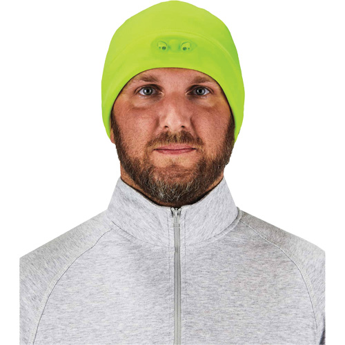 N-Ferno&reg; Skull Cap Beanie Hat with LED Lights, One Size, High-Visibility Lime Green Fastek