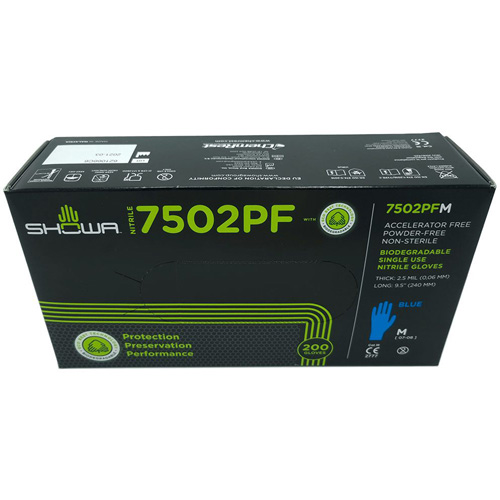 Gants jetables biod&eacute;gradable, T-petit, Nitrile, 2,5 mils, Sans poudre, Bleu Fastek