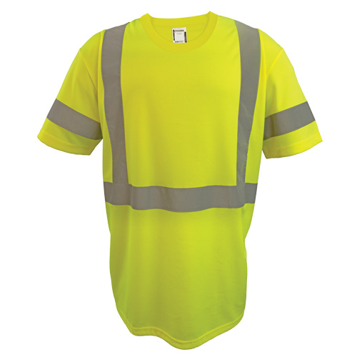 Short Sleeve Safety T-Shirt, Polyester, 2X-Large, High Visibility Lime-Yellow Fastek
