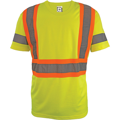 Short Sleeve Safety T-Shirt, Polyester, 2X-Large, High Visibility Lime-Yellow Fastek