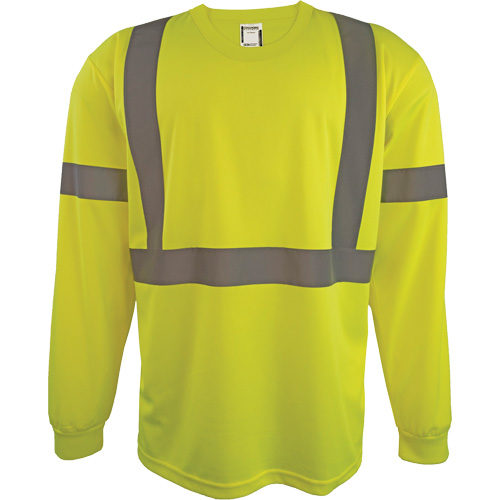 Long Sleeve Safety Shirt, Polyester, 2X-Large, High Visibility Lime-Yellow Fastek