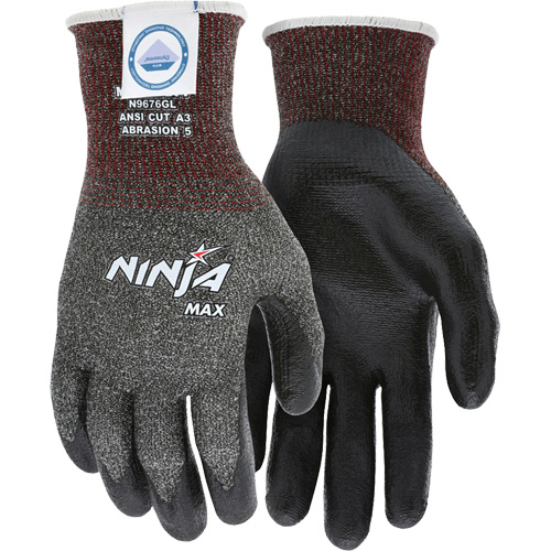 Ninja&reg; Max Cut Resistant Gloves, Size Large, 10 Gauge, Bi-Polymer Coated, Dyneema&reg; Shell, ASTM ANSI Level A3 Fastek