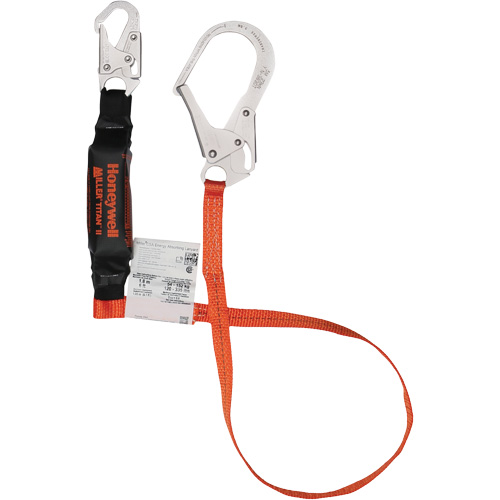 Titan Shock-Absorbing Lanyard, 6', Locking Rebar Hook Center, Locking Snap Hook Leg Ends, Polyester Fastek