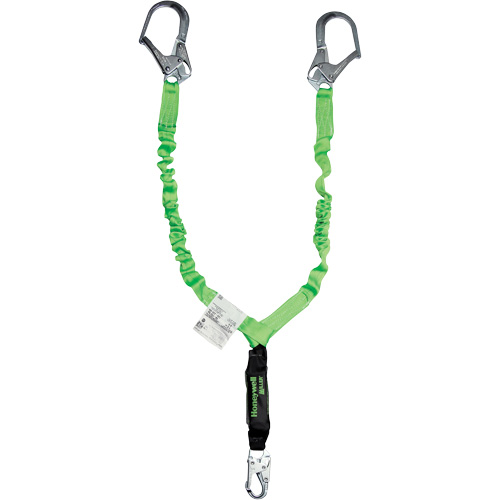 Miller&reg; StretchStop&reg; Shock-Absorbing Lanyard, 6', Scaffold Hook Center, Locking Snap Hook Leg Ends, Polyester Fastek