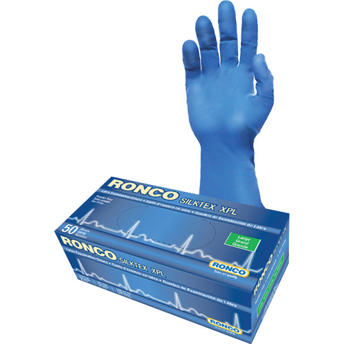 SilkTex XPL Extra-Long Examination Glove, Large, Latex, 13-mil, Powder-Free, Blue, Class 2 Fastek