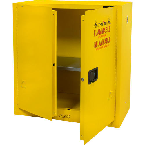 Flammable Storage Cabinet, 30 gal., 2 Door, 43" W x 44" H x 18" D Fastek