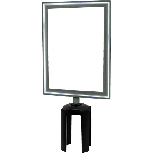 Heavy-Duty Vertical Sign Holder with Tensabarrier&reg; Post Adapter, Polished Chrome Fastek