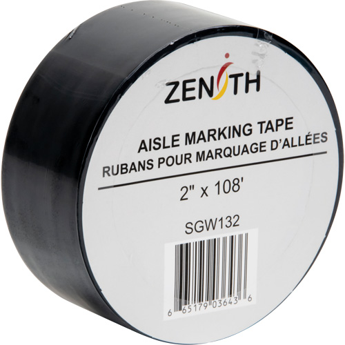 Aisle Marking Tape, 2" x 108', PVC, Black Fastek