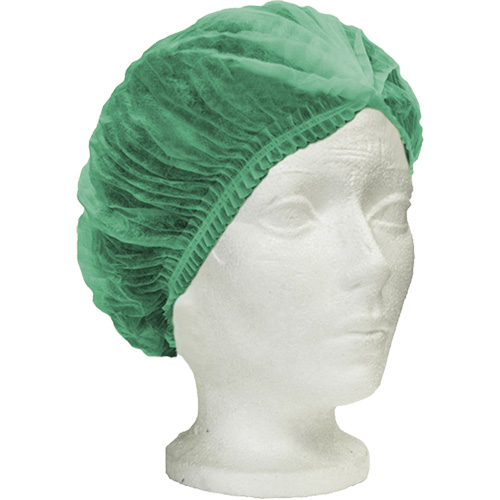 Ronco Care Pleated Bouffant Cap, Polypropylene, 21", Green Fastek