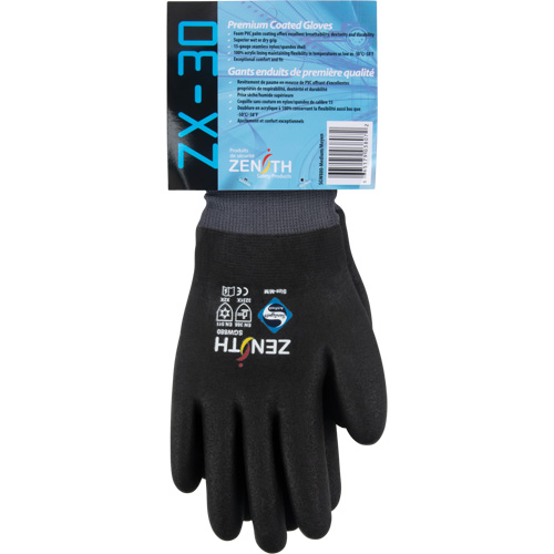 ZX-30° Premium Coated Gloves, Medium, Foam PVC Coating, 15 Gauge, Nylon Shell Fastek