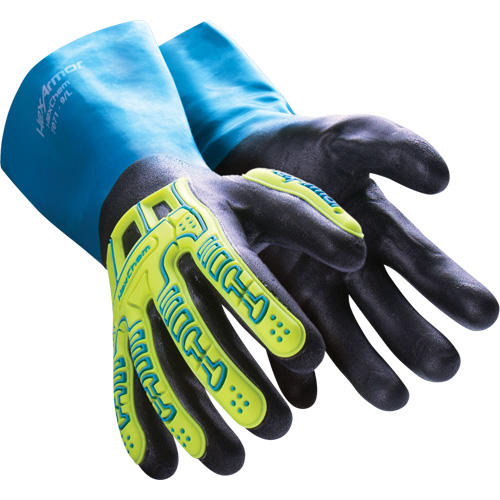 Gants r&eacute;sistants aux produits chimiques HexChem, Taille 6/T-petit, Nitrile Fastek