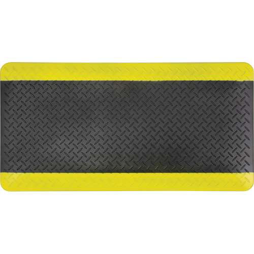 Anti-Fatigue Matting, Diamond, 1-2/3' x 3-1/4' x 3/4", Black/Yellow, Polyurethane Fastek