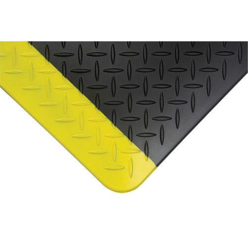 Anti-Fatigue Matting, Diamond, 1-2/3' x 3-1/4' x 3/4", Black/Yellow, Polyurethane Fastek