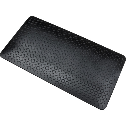 Anti-Fatigue Matting, Diamond, 1-2/3' x 3-1/4' x 3/4", Black, Polyurethane Fastek