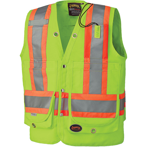 6696 Veste de s&eacute;curit&eacute; pour arpenteur, Jaune lime haute visibilit&eacute;, Petit, Polyester Fastek
