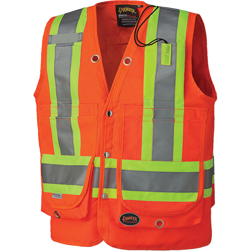6697 Veste de s&eacute;curit&eacute; pour arpenteur, Orange haute visibilit&eacute;, Petit, Polyester Fastek