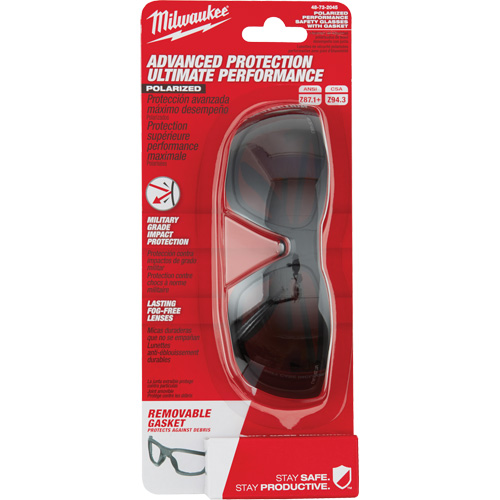 Performance Safety Glasses with Gasket, Black Lens, Polarized, Meets/Exceeds CSA Z94.3 Fastek