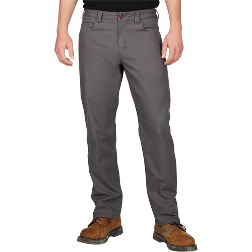 Heavy-Duty Flex Work Pants, Poly-Cotton/Spandex, Grey, Size 32, 32 Inseam Fastek