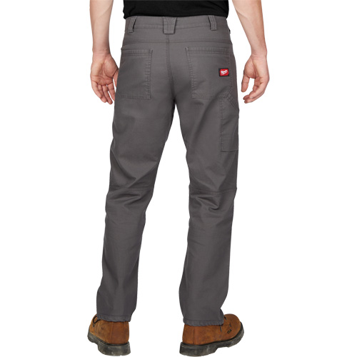 Heavy-Duty Flex Work Pants, Poly-Cotton/Spandex, Grey, Size 32, 32 Inseam Fastek