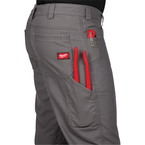 Heavy-Duty Flex Work Pants, Poly-Cotton/Spandex, Grey, Size 32, 32 Inseam Fastek
