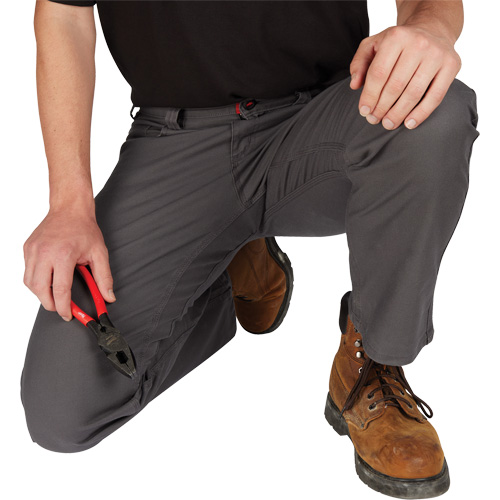 Heavy-Duty Flex Work Pants, Poly-Cotton/Spandex, Grey, Size 32, 32 Inseam Fastek