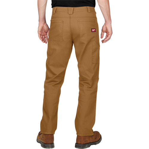 Heavy-Duty Flex Work Pants, Poly-Cotton/Spandex, Khaki, Size 32, 34 Inseam Fastek