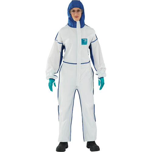 AlphaTec 1800 Comfort 3-Piece Coveralls, Large, Blue/White, Microporous/SMS Fastek