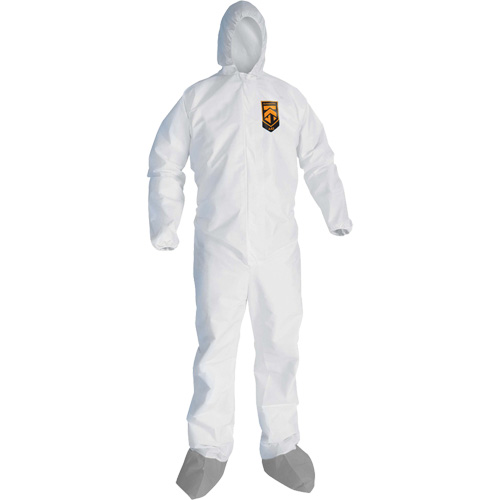 KleenGuardA45 Liquid & Particle Protection Coveralls with Anti-Slip Shoe, Large, Grey/White, Microporous Fastek