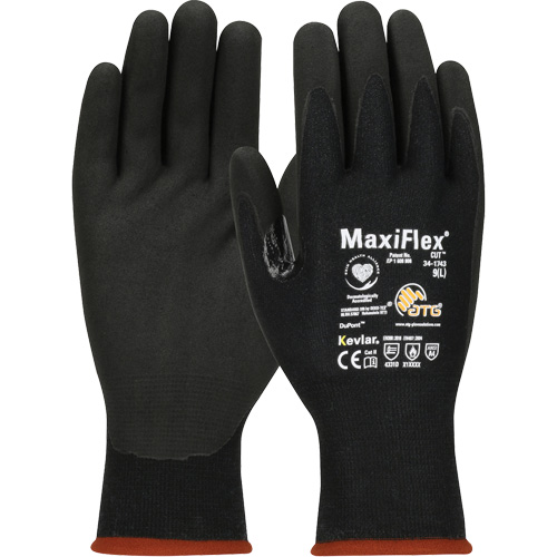 ATG MaxiFlex&reg; Cut Touchscreen Compatible Gloves, Size X-Small, 15 Gauge, Foam Nitrile Coated, Polyester/Kevlar&reg; Shell, ASTM ANSI Level A4/EN 388 Level 3/EN 388 Level D Fastek