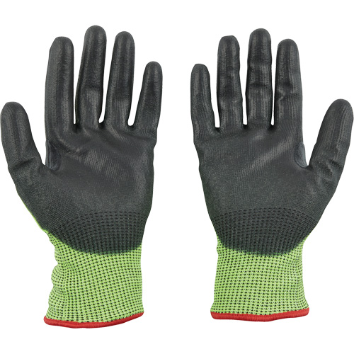 High Visibility Dipped Gloves, Size Medium, 15 Gauge, Polyurethane Coated, Polyethylene Shell, ASTM ANSI Level A5 Fastek