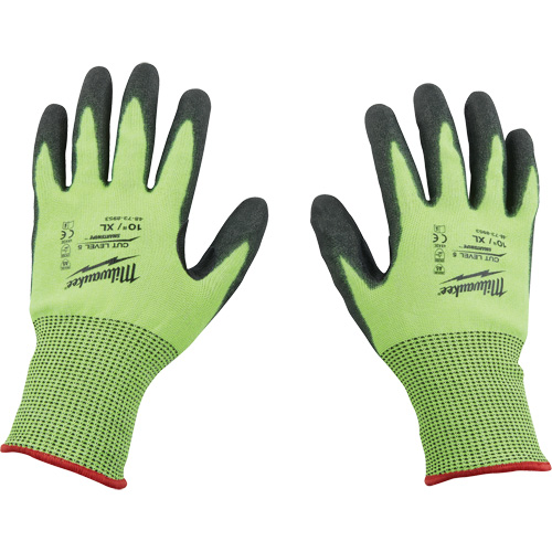 High Visibility Dipped Gloves, Size Medium, 15 Gauge, Polyurethane Coated, Polyethylene Shell, ASTM ANSI Level A5 Fastek