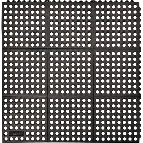 Tapis antifatigue &agrave; imbrication Cushion-Ease 550, &agrave; fentes, 3' x 3' x 3/4", Noir, Caoutchouc Fastek