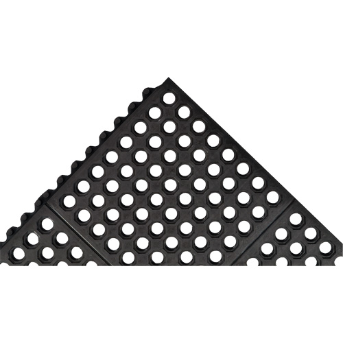 Tapis antifatigue &agrave; imbrication Cushion-Ease 550, &agrave; fentes, 3' x 3' x 3/4", Noir, Caoutchouc Fastek