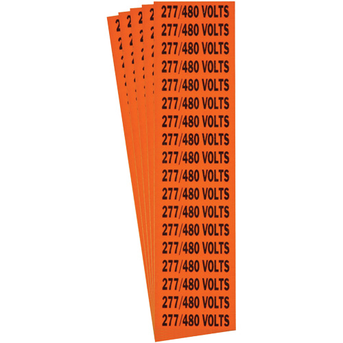 "277/480 Volts" Conduit & Voltage Labels, 1/2" x 2-1/4", Cloth/Vinyl, English Fastek
