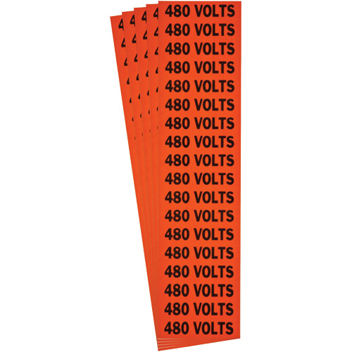 "480 Volts" Conduit & Voltage Labels, 1/2" x 2-1/4", Cloth/Vinyl, English Fastek
