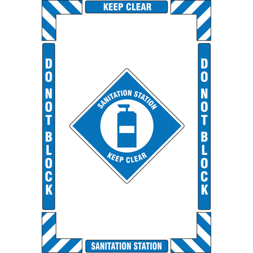 "Sanitation Station" Floor Marking Kit, Adhesive, English with Pictogram Fastek