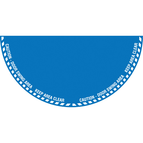 Signalisation au sol ?Caution? (attention) pour porte battante en demi-cercle, Adh&eacute;sif, Anglais avec pictogramme Fastek