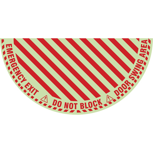 Signalisation au sol ?Emergency Exit? (sortie de secours) pour porte battante en demi-cercle, Adh&eacute;sif, Anglais avec pictogramme Fastek