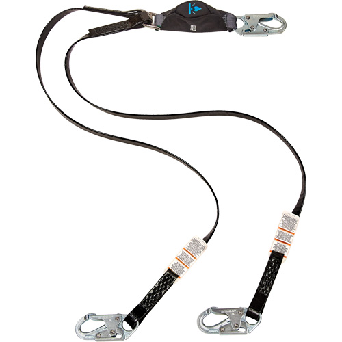 Anti-Corrosion Energy Absorbing Lanyard, 6', Snap Hook Center, Snap Hook Leg Ends, Polyester Fastek