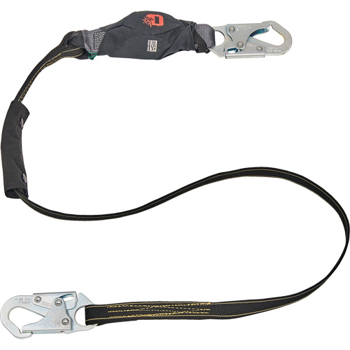 Anti-Corrosion Energy Absorbing Lanyard, 6', Rebar Hook Center, Snap Hook Leg Ends, Polyester Fastek