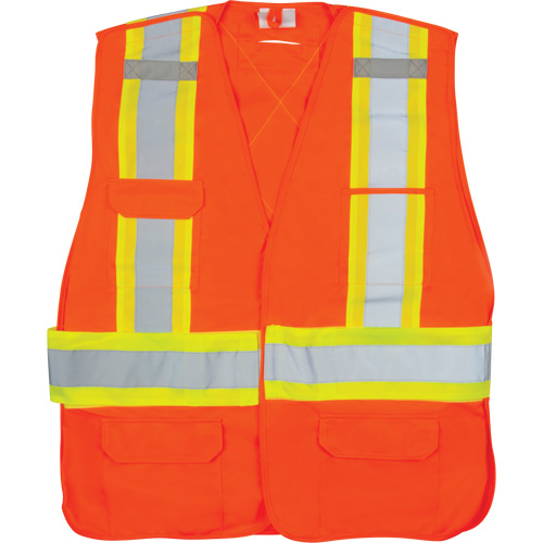 CSA-Compliant High-Visibility Surveyor Vest, High Visibility Orange, Medium, Polyester Fastek