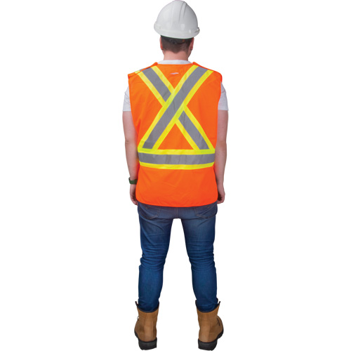 CSA-Compliant High-Visibility Surveyor Vest, High Visibility Orange, Medium, Polyester Fastek