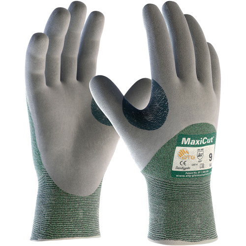 Gants en tissu technique r&eacute;sistant aux coupures ATG MaxiCut, Taille Grand, Calibre 15, Rev&ecirc;tement Nitrile, Enveloppe en Fil technique, ASTM ANSI niveau A2/EN 388 niveau 3/EN 388 niveau B Fastek