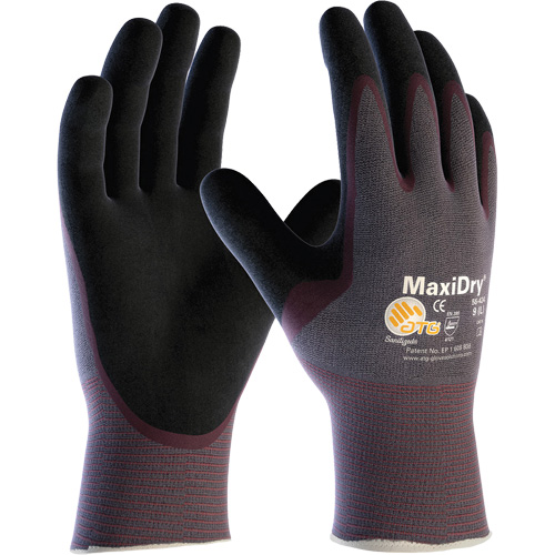 Gants sans couture ultra l&eacute;gers ATG MaxiDry, Grand, R&ecirc;vetement Nitrile, Calibre 15, Enveloppe en Nylon/&eacute;lasthanne Fastek