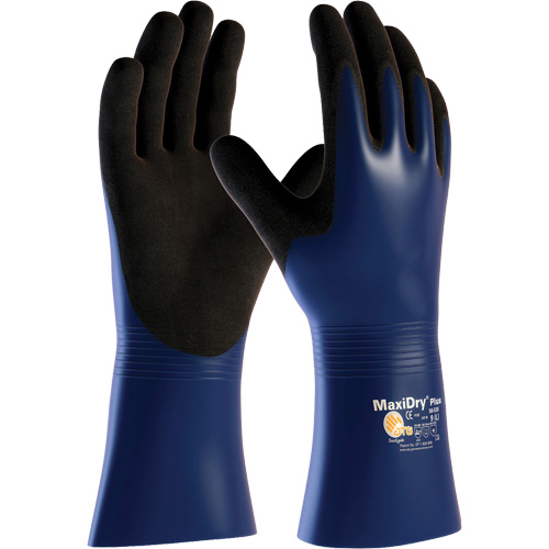 Gants r&eacute;sistant aux produits chimiques et aux coupures ATG MaxiDry Plus, Grand, R&ecirc;vetement Nitrile, Enveloppe en Nylon/&eacute;lasthanne Fastek