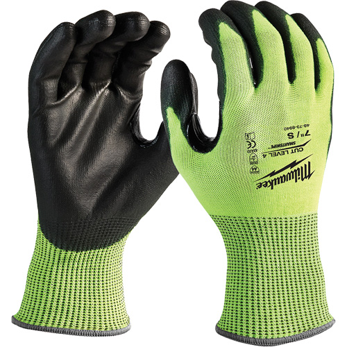 Gants haute visibilit&eacute; r&eacute;sistant aux coupures, Taille Petit, Calibre 13, Rev&ecirc;tement Nitrile/Polyur&eacute;thane, Enveloppe en Poly&eacute;thyl&egrave;ne, ANSI/ISEA 105 niveau 4 Fastek