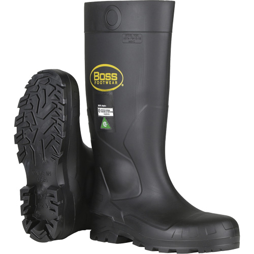 Dynamic Boss&reg; Full Safety Boot, PVC, Steel Toe, Size 6, Puncture Resistant Sole Fastek