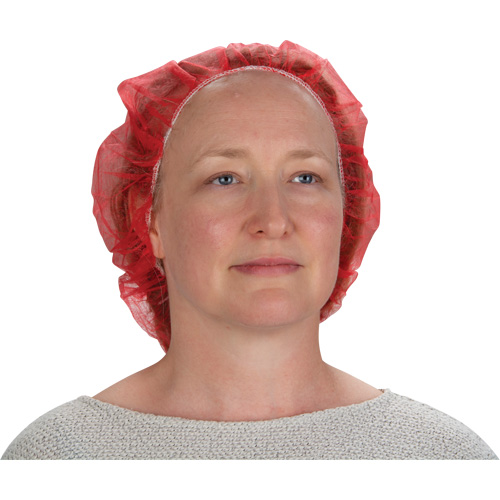 Bonnets bouffants, Polypropyl&egrave;ne, 24", Rouge Fastek