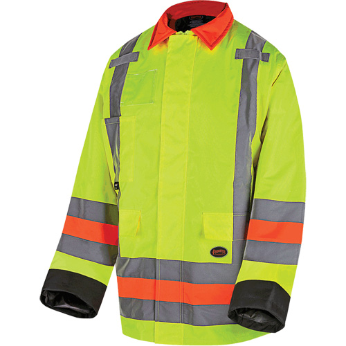 6040 Veste de contr&ocirc;le de la circulation pour l'hiver qu&eacute;b&eacute;cois, Polyester, Jaune lime haute visibilit&eacute;, T-petit Fastek